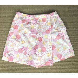 Talbots 14 Skort wrap shorts tennis golf floral stretch zipper‎ Pink Cotton